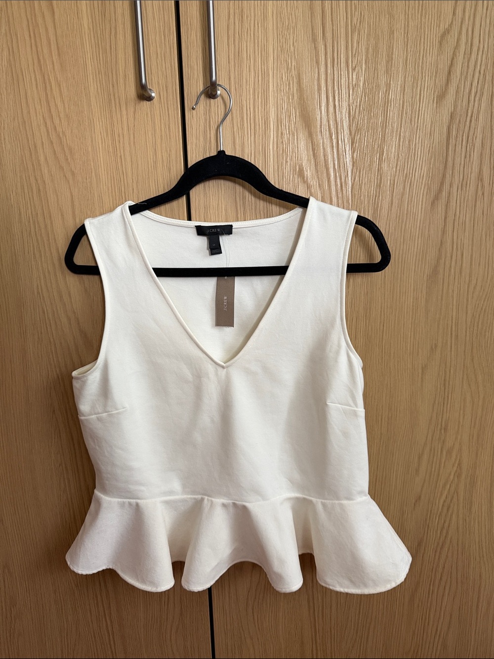 J. Crew White Peplum V-Neck Tank